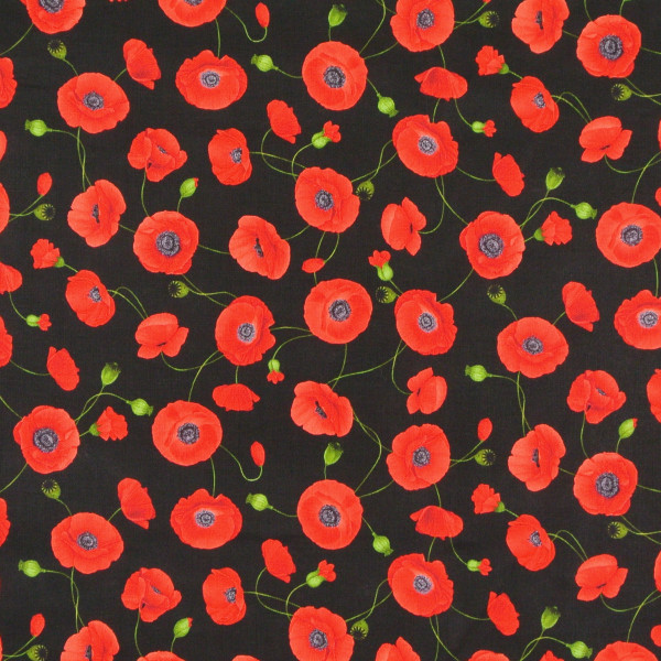 patchworkstoff blumen mohnblumen wild poppy timesless allover schwarz 30