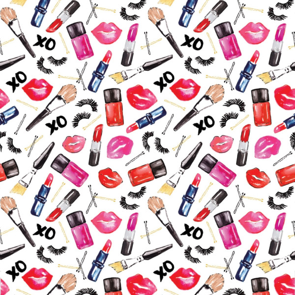 Patchworkstoff Make Up Lippenstifte City Girl weiß