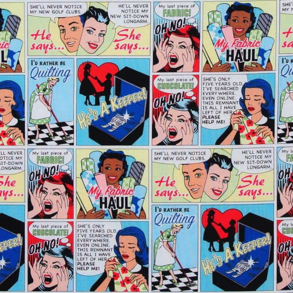 Patchworkstoff Comic Quilt Frauen Webware Michael Miller