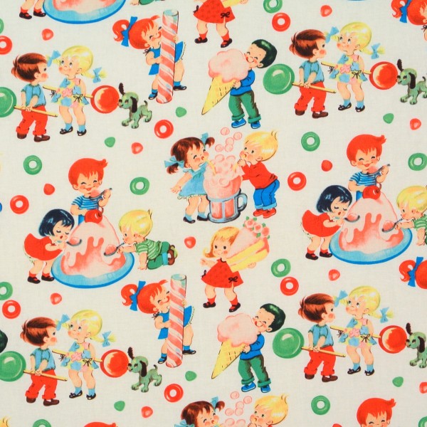 Patchworkstoff Retro Kinder Süsses Candy Shop