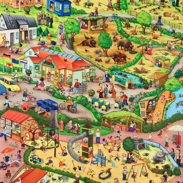 Wimmelbuch Tiere Kinder "Tierpark Nordhorn" Baumwolle