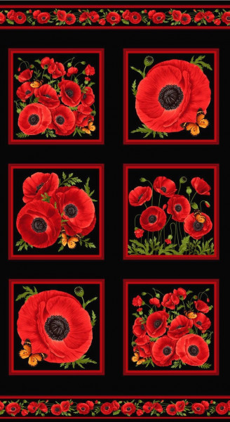 patchworkstoff blumen mohnblumen wild poppy timesless panel 60x110