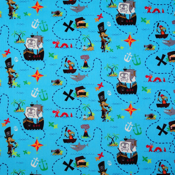 *SALE Patchworkstoff Piraten Little Blaggards Anker türkis-blau