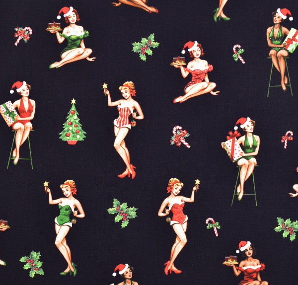 patchworkstoff frauen christmas darlings michael miller schwarz 30