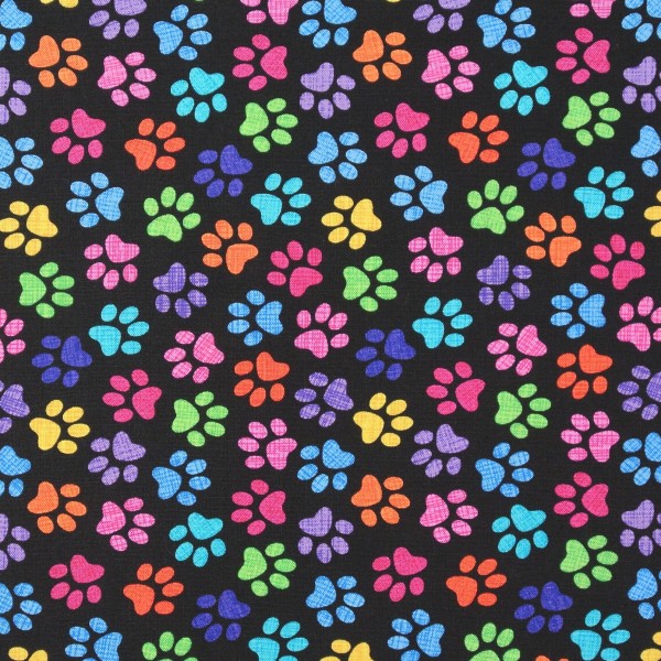 Patchworkstoff Katzen und Hunde bunte Pfoten