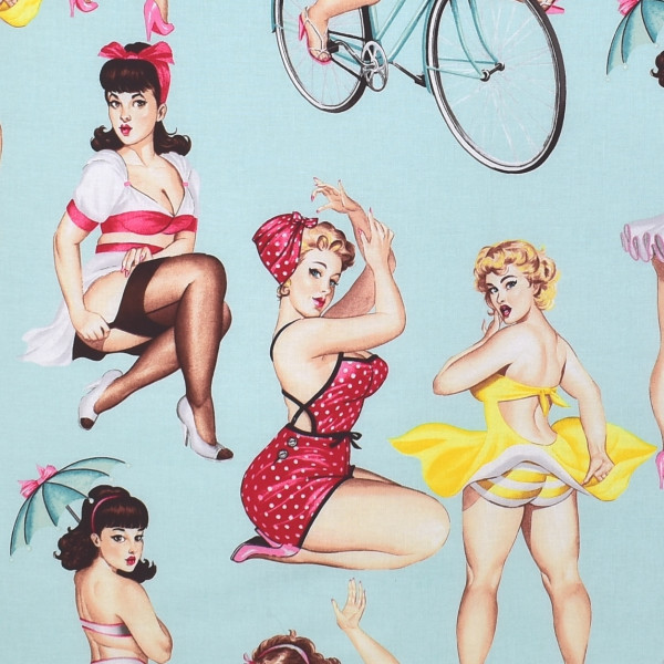 1,0 m Patchworkstoff Frauen Pin Up "Good and Plenty"