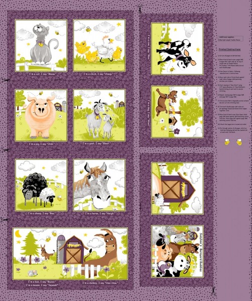 SALE DIY Bilderbuch Bauernhof Tiere Buch Baumwollstoff Panel