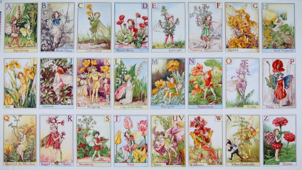 Patchworkstoff Flower Fairies Elfen ABC Fairies Panel