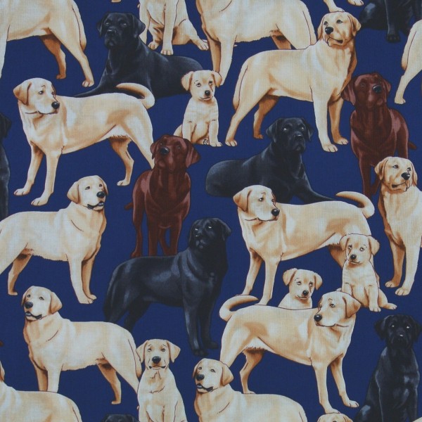 Patchworkstoff Hunde Labradors Hundestoff marine