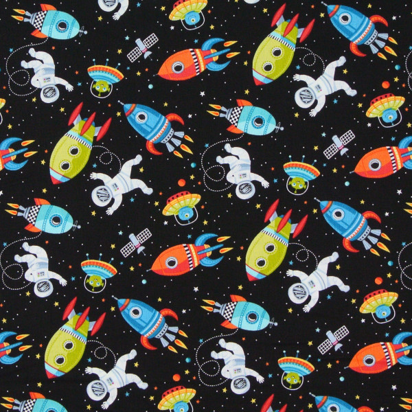 patchworkstoff weltraum astronaten outer space makower schwarz 30