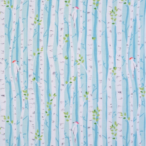 Patchworkstoff Birken Wald Specht "Birch Forest" Webware