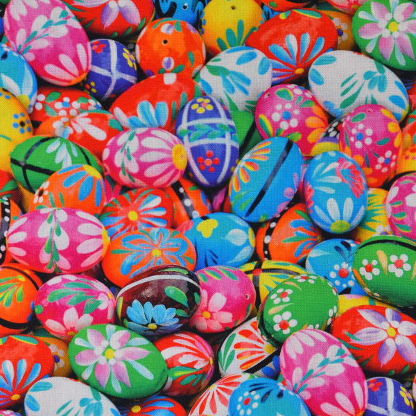 Dekostoff bunte Osterier Frühling Ostern Webware