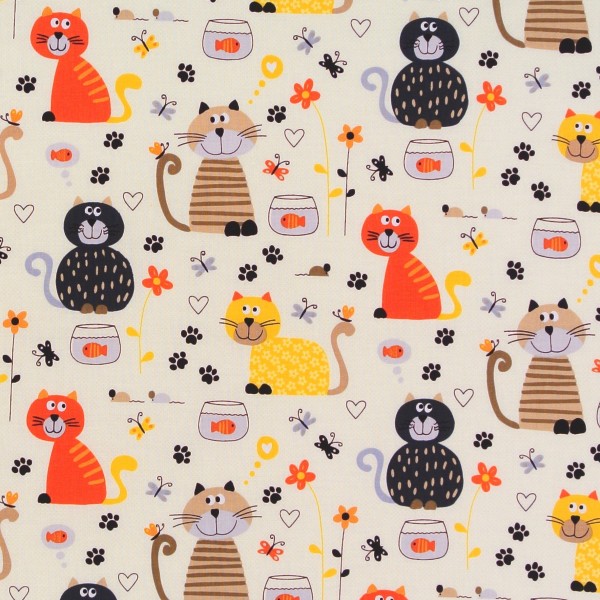 Timeless Katzen und Fische beige