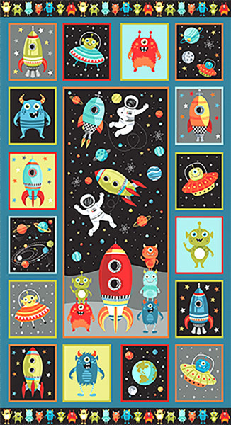 patchworkstoff weltraum astronaten outer space makower panel 60x110