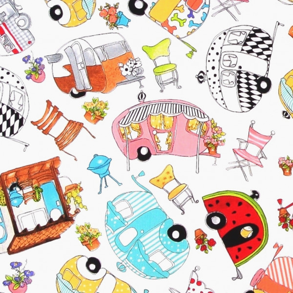 Loralie Wohnwagen "Vintage Holidays" Patchwork weiß