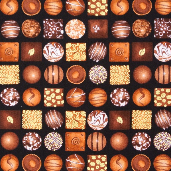 Patchworkstoff Chocoholic Pralinen Süsses Webware