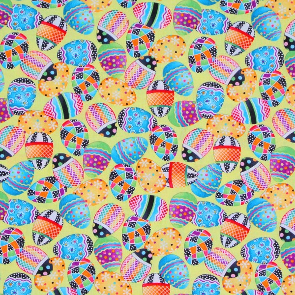 Patchworkstoff bunte Ostereier Frühling Ostern