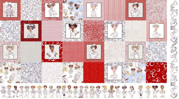 patchworkstoff loralie krankenschwestern mustermix panel 60x110 neu