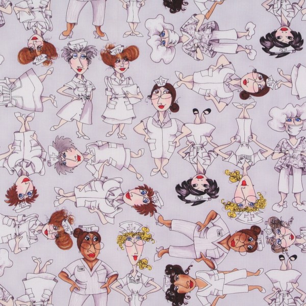 Loralie Patchworkstoff "Nifty Nurses" Krankenschwestern