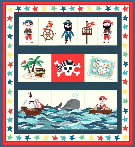 SALE Patchworkstoff Piraten DIY Utensilo Panel