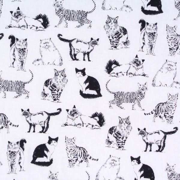 Patchworkstoff Katzenstoff gezeichnete Katzen Sketched Cats