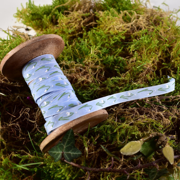 Webband Schneeglöckchen acufactum Frühling hellblau 1 cm breit