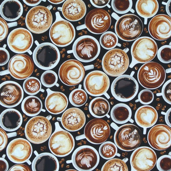 *Patchworkstoff Kaffee Kaffeetassen Coffee Cappuccino