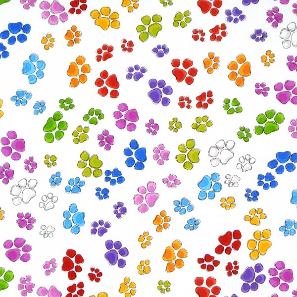 Loralie Hunde Patchworkstoff "Go Doggy" Pfoten weiß
