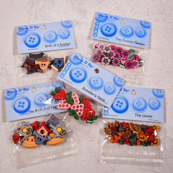 SALE Dekoknöpfe Erdbeeren Dress it up Knöpfe Garten Set 1