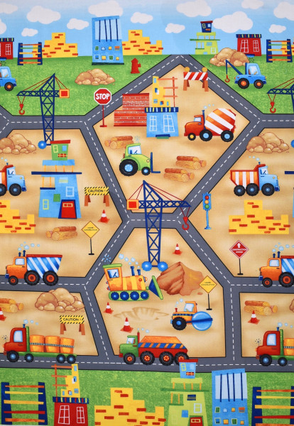 SALE Patchworkstoff Baustelle Panel From The Ground Up