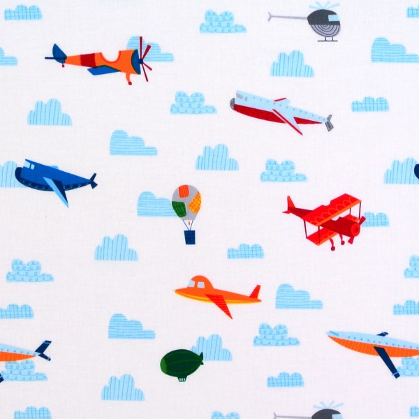 SALE Patchworkstoff On the Go Flugzeuge weiß