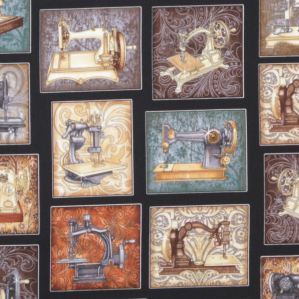 SALE Nähmaschinen Patchwork"Old Times" Bilder schwarz