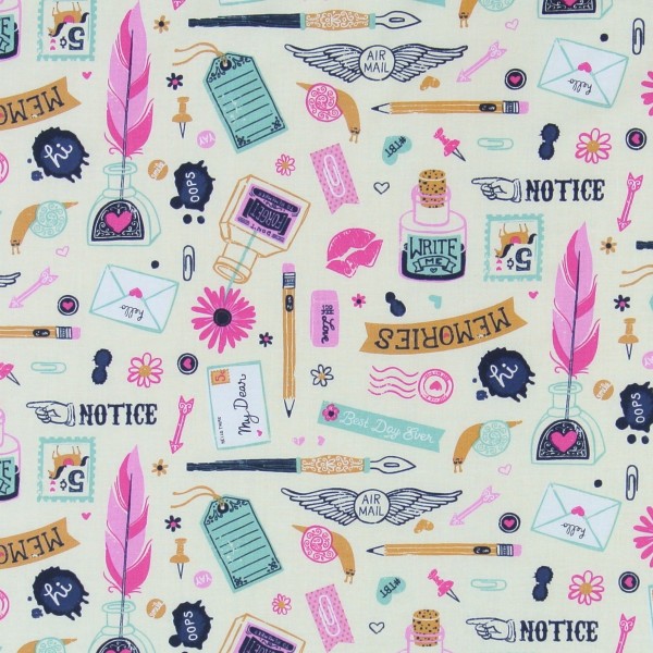 Patchworkstoff Schreibgeräte Briefeschreiben Pen Pal