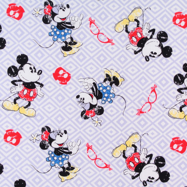 Sale Disney Patchworkstoff Mickey und Minnie Mouse Grau