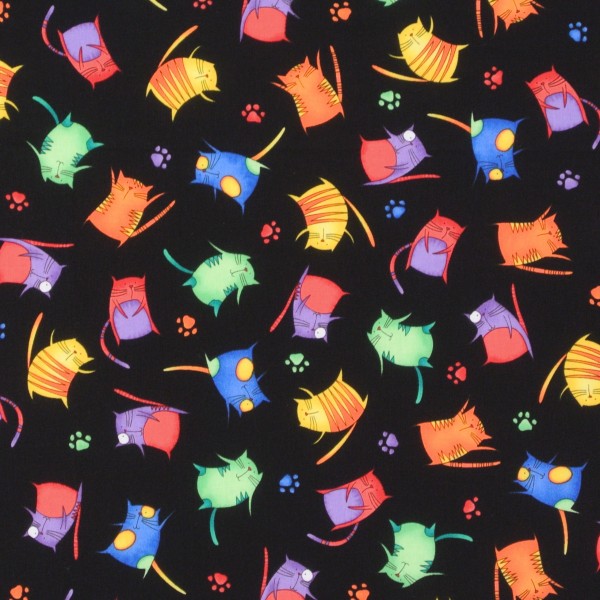 Patchworkstoff Katzen Katzenstoff bunte Kätzchen