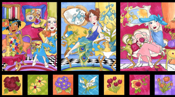 patchworkstoff loralie frauen sitiing pretty groß panel110jpg
