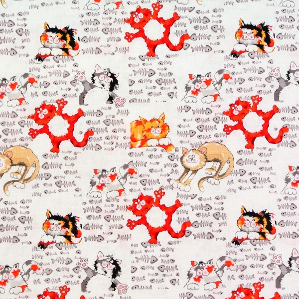 SALE Patchworkstoff Katzen "Alley Cat" Fischgräten