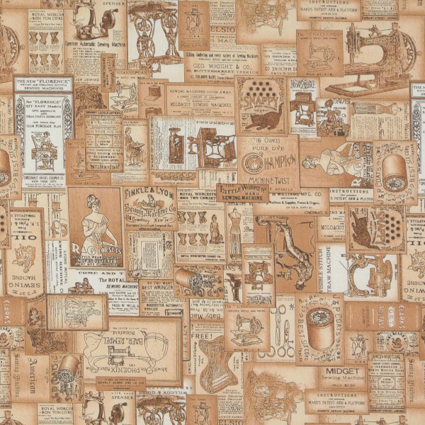 SALE Nähen Werbung Patchwork"Old Times" Bilder beige