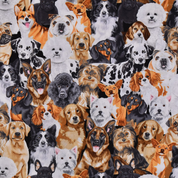Patchworkstoff Hunde Rassehunde "Realistic Dogs" Webware