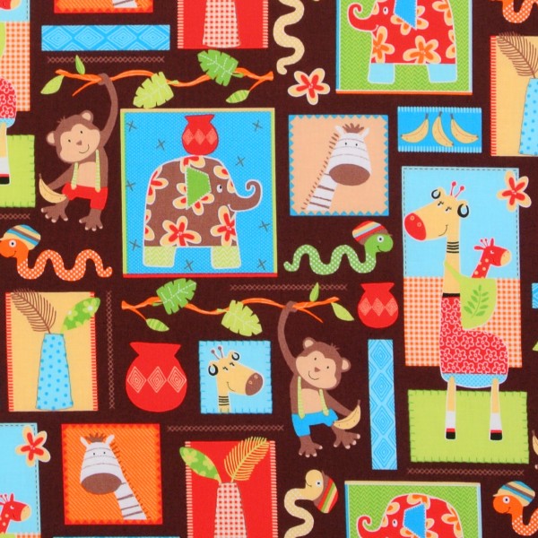 SALE 1,7 m Patchworkstoff wilde Tiere Affen Monkey Mates