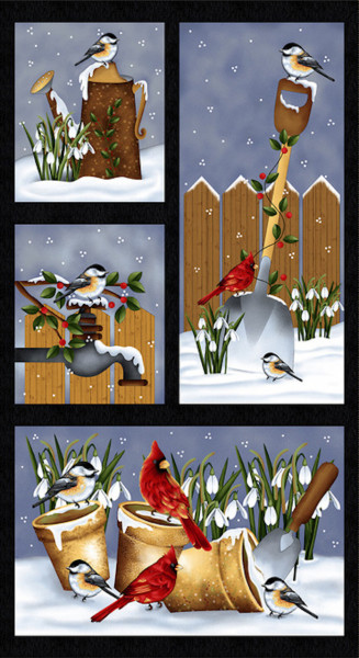 Schneeglöckchen Frozen in Time Patchworkstoff Webware Panel
