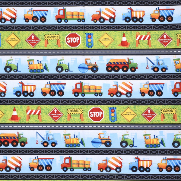 SALE Patchworkstoff Baustelle Fahrzeuge From The Ground Up