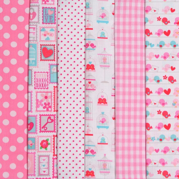SALE Stoffpaket Baumwollstoff Vögelchen Lovey 6 Stoffe