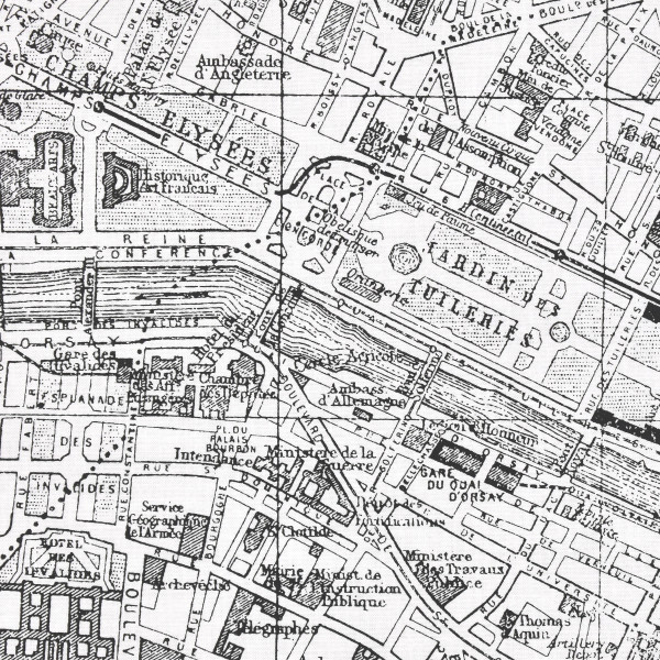 SALE 0,9 m Patchworkstoff Paris nostalgischer Stadtplan Webware