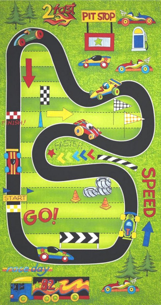 SALE Autorennen Race Day Autos Fahrzeuge Patchworkstoff Panel