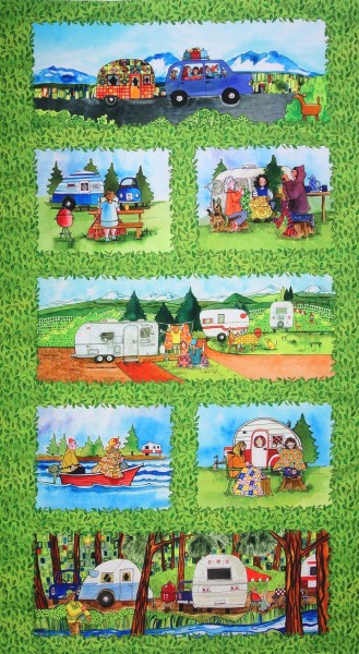 Urlaub Wohnwagen Camping Quilters Road Trip Panel