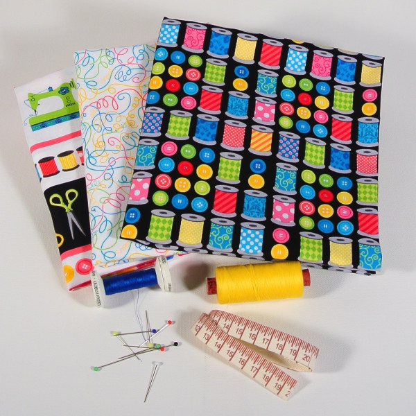 SALE Stoffpaket Sew Excited Nähutensilien 3 Stoffe je 50 cm