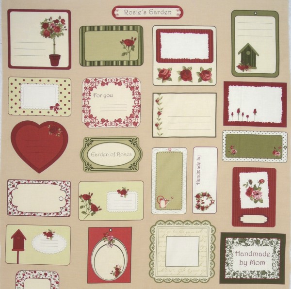 SALE 1,1 m Rosies Garden romantische Labels Rosen Panel