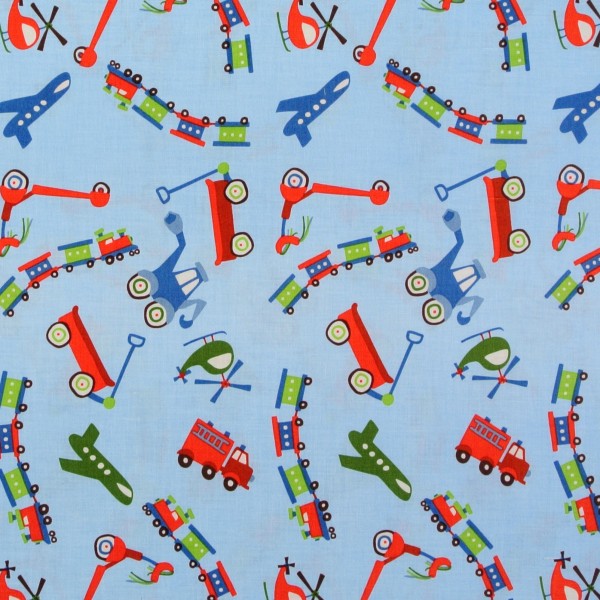 SALE Patchworkstoff Scoot Fahrzeuge Flugzeuge