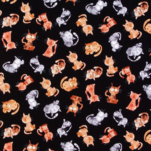 0,65 m Katzenstoff Patchworkstoff Mini Katzen Neutral Cats